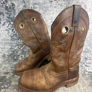 Double-H Mens 8.5 Antonio Western Boots Brown Leather Composite Toe